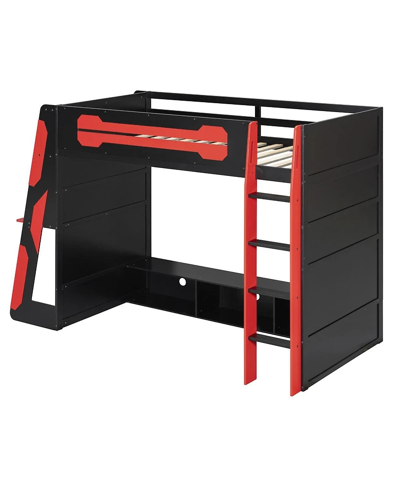 Streamdale Furniture Twin Size Wood Loft Bed with Desk