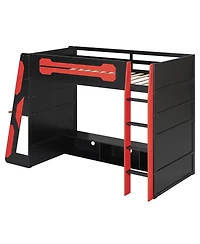 Streamdale Furniture Twin Size Wood Loft Bed with Desk