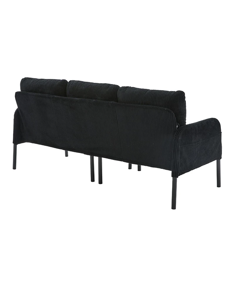 Streamdale Furniture Oversized Corduroy Loveseat Sofa with Metal Legs & Side Pockets