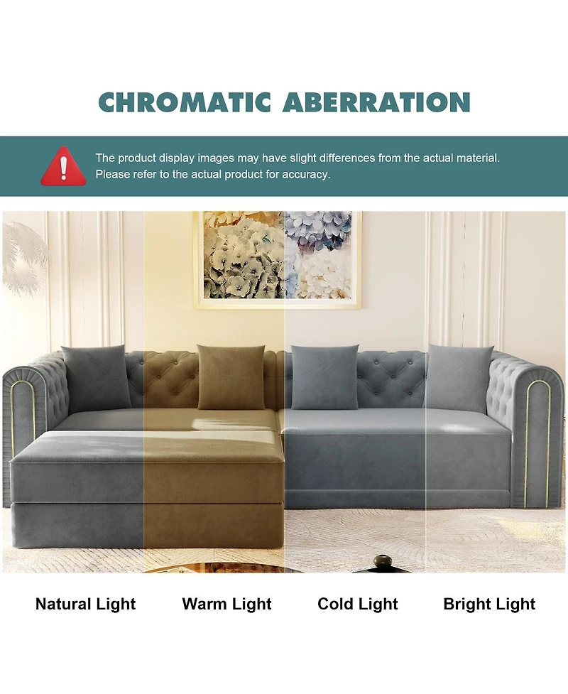 Streamdale Furniture 90.6" 3-in-1 Convertible Sleeper Sofa with Ottoman