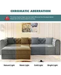 Streamdale Furniture 90.6" 3-in-1 Convertible Sleeper Sofa with Ottoman