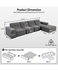 Streamdale Furniture Modular Sectional Sofa Set w/ Ottoman, Tufted, Deep Seat, Chaise, Accent Chair