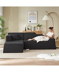 Streamdale Furniture Modern minimalist L-shaped corduroy high back sofa