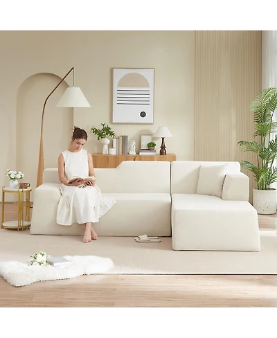 Streamdale Furniture Modern minimalist L-shaped corduroy high back sofa