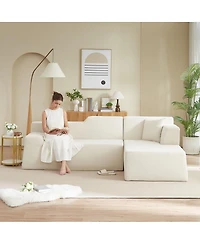 Streamdale Furniture Modern minimalist L-shaped corduroy high back sofa