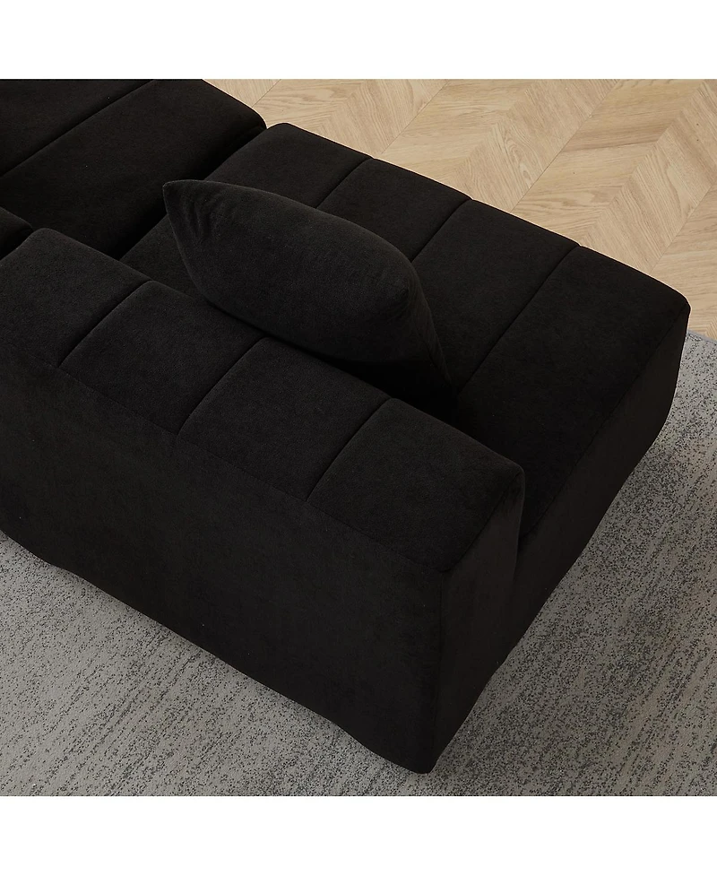 Streamdale Furniture Chenille Curved Sectional Sofa with 4 Pillows