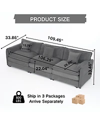 Streamdale Furniture Oversized Deep Seat Sectional Sofa, Modern Chenille Cloud Couch