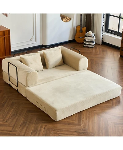 Streamdale Furniture 59" Corduroy Convertible Sleeper Sofa Bed with Pillow