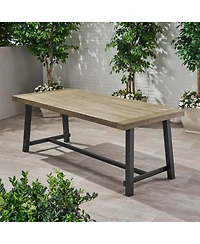 Simplie Fun Modern Industrial Acacia Wood Outdoor Dining Table Weather-Resistant
