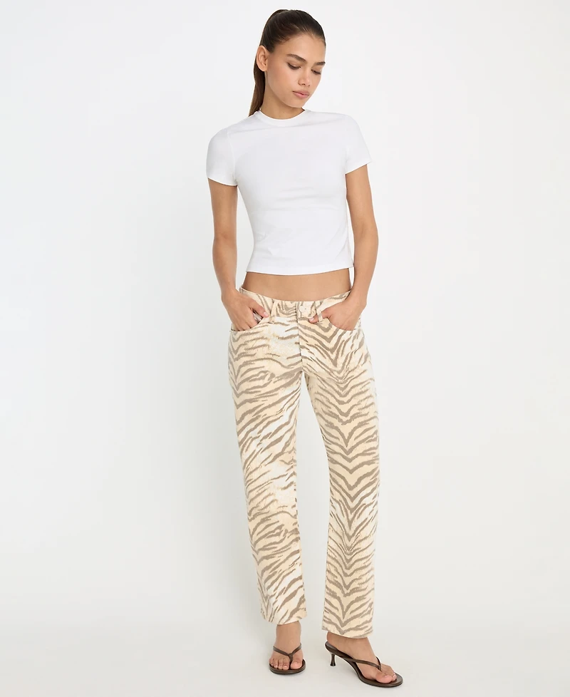 Good American Women's Vintage-Inspired Straight Tiger Print Jeans