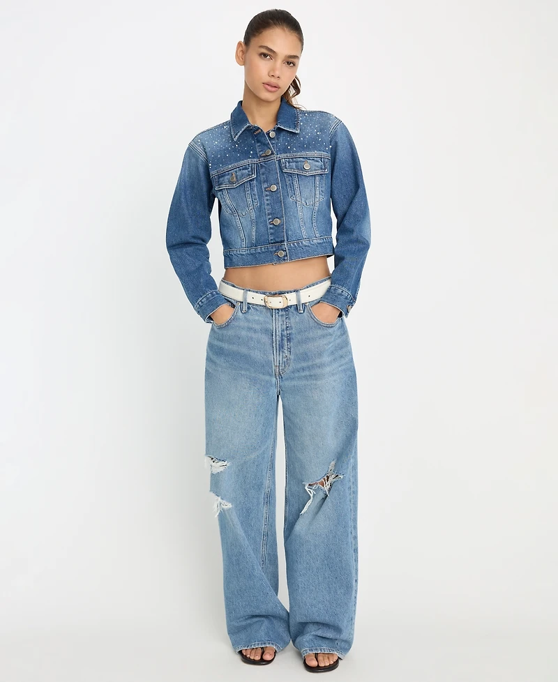 Good American Women's Essential Crop Denim Jacket