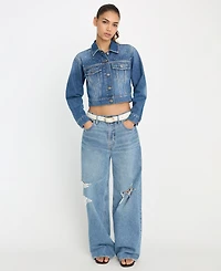 Good American Women's Essential Crop Denim Jacket
