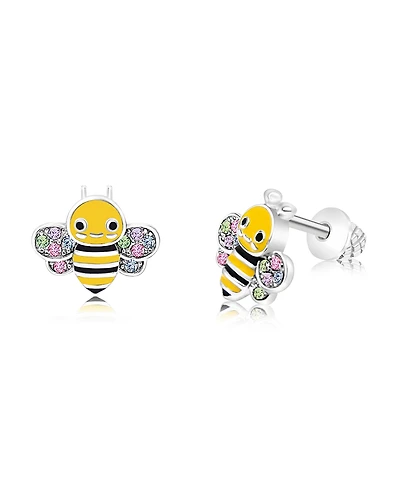 Chanteur Girls /Girl/Bee Yellow Crystal White Gold Palladium Plating Screwstud Earring
