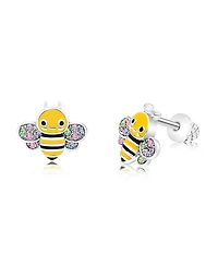 Chanteur Girls /Girl/Bee Yellow Crystal White Gold Palladium Plating Screwstud Earring