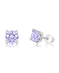 Chanteur/Girl/June Crystal White Gold Palladium Plating Screwstud Earring