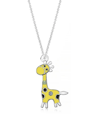 Chanteur/Girl/Giraffe Crystal White Gold Palladium Plating Necklace
