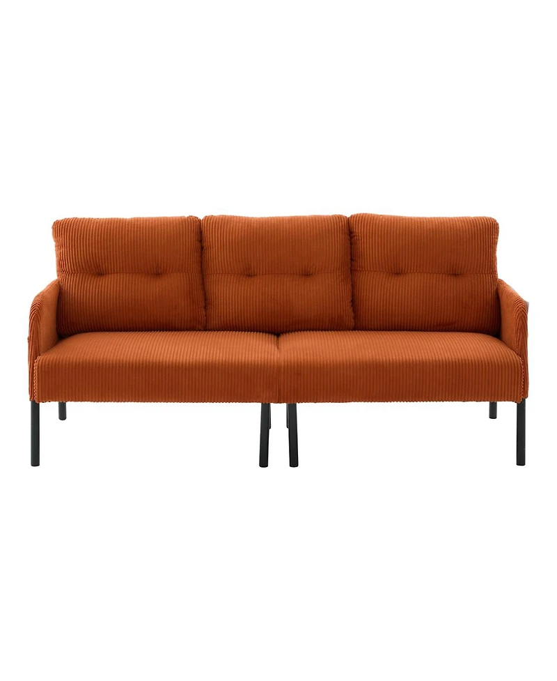 Streamdale Furniture Oversized Corduroy Loveseat Sofa with Metal Legs and Side Pockets