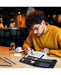 Htutwoo 35PCS Sketching Pencils Set, Portable Zippered Travel Case, Pro Art Drawing Kit for Artists, Adults, Teens, Beginner and Kid