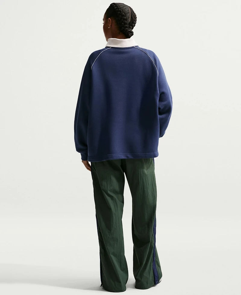 Nike Women's Sportswear Phoenix Fleece Graphic Polo Oversized Top