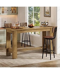 Tribesigns 63-Inch Long Bar Table, Counter Height Pub Table with Footrest & Unique Curved Legs, Farmhouse Rectangular High Top Home Coffee Bar Unit