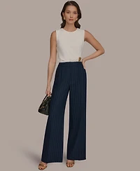 Donna Karan New York Women's Pinstripe High-Waist Wide Leg Pants