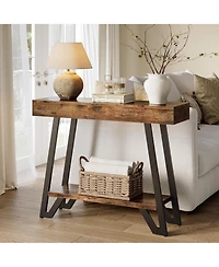 Tribesigns 41-Inch Console Table with Geometric Metal Frame, 2-Tier Entryway Tables with Storage Shelves, Industrial Hallway Sofa Table