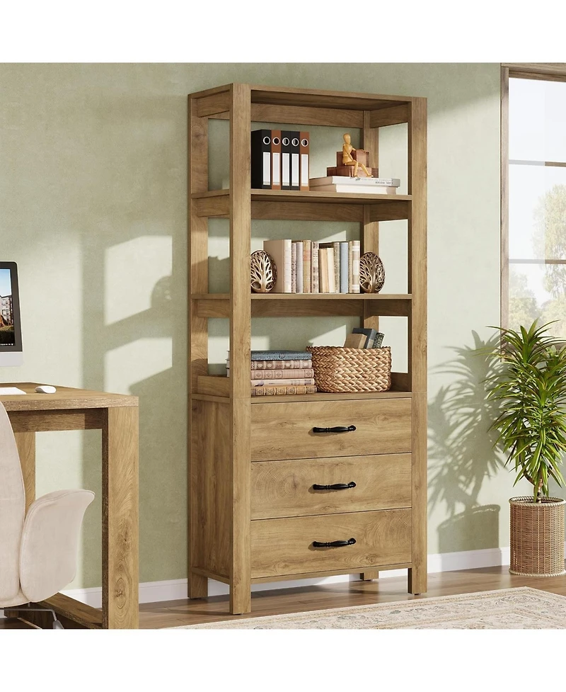 Tribesigns 70.9" Tall Bookshelf with 3 Large Drawers, Wooden Bookcase with 3-Tier Open Shelf, Modern Freestanding Display Shelf Organizer