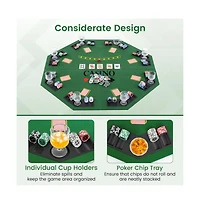 Hongge Folding Poker Table Top for 8 Players with Felt Surface Cup Holders and Chip Trays