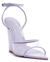 Schutz Women's Elodie Vinyl Pointed Toe Wedge Sandals