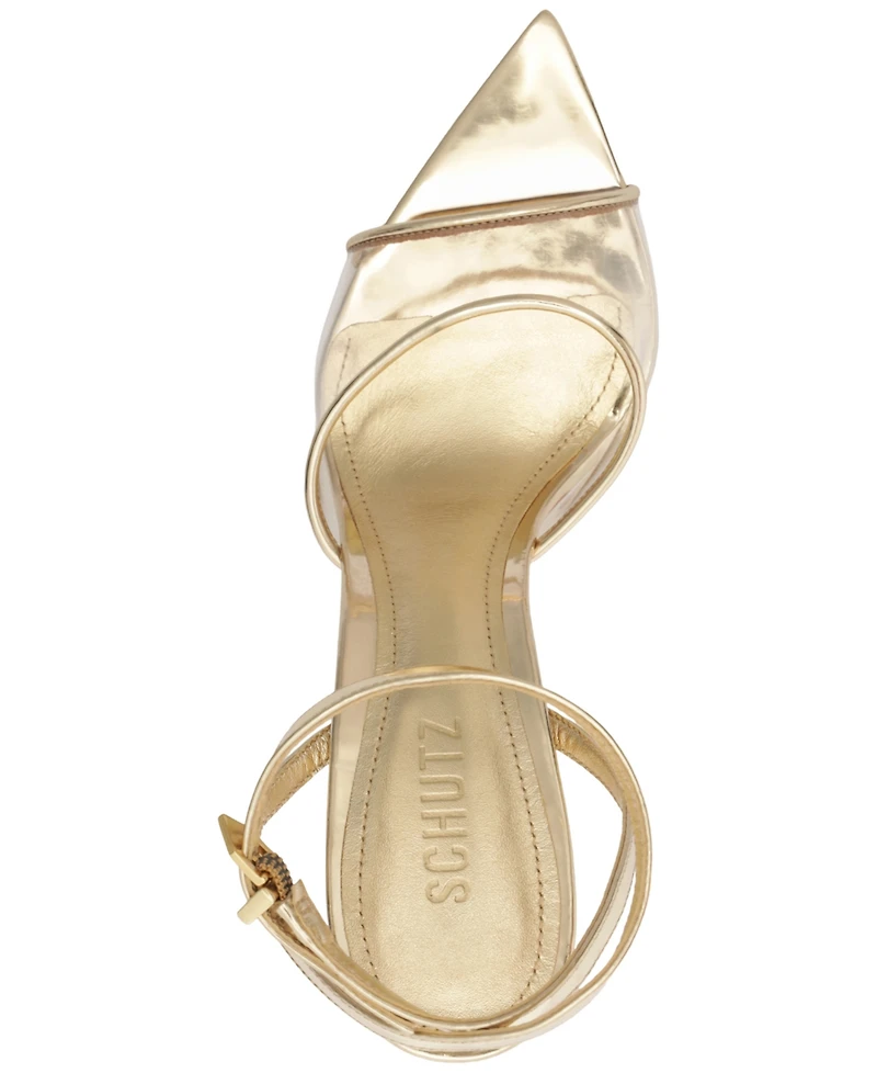 Schutz Women's Elodie Vinyl Pointed Toe Wedge Sandals