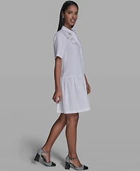 Karl Lagerfeld Paris Women's Drop Waist Collared Shirt Dress