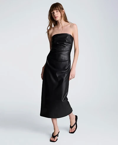 Kenneth Cole Women's Strapless Midi Tuck Dress