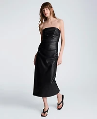 Kenneth Cole Women's Strapless Midi Tuck Dress