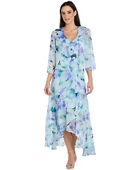 R & M Richards Women's Printed 3/4-Length Sleeve Jacket and Maxi Dress, 2 Piece Set