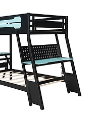 Streamdale Furniture Twin Gaming Bunk Bed with Desks & Usb Ports