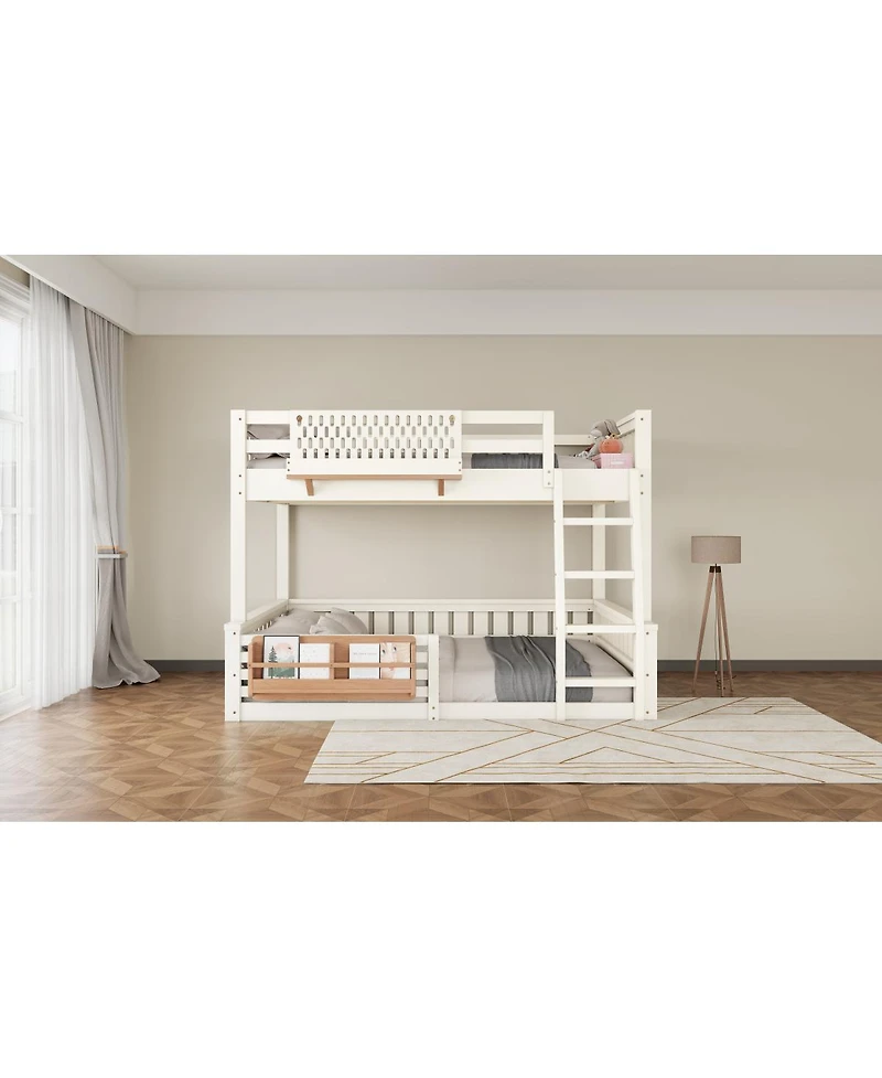 Streamdale Furniture Full Xl over Queen Bunk Bed with Ladder, Pegboard, Bookshelf