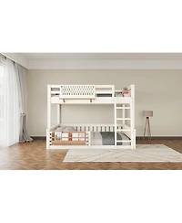 Streamdale Furniture Full Xl over Queen Bunk Bed with Ladder, Pegboard, Bookshelf