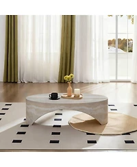 Streamdale Furniture The oval natural marble coffee table side table in the living room