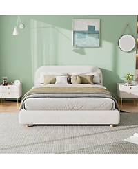 Streamdale Furniture Queen Size Boucle Upholstered Bed, Curved Design