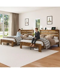 Streamdale Furniture Queen Bed Frame with Storage, Led, Charging Station