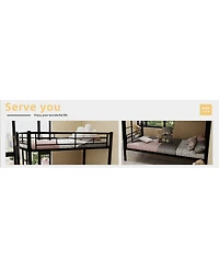 Streamdale Furniture Twin Over Twin Metal Bunk Bed with Ladders & Guardrail, Convertible 2 Beds
