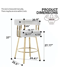 Streamdale Furniture Modern decorative chair with gold metal legs, Teddy fleece upholstered sofa 2PC White