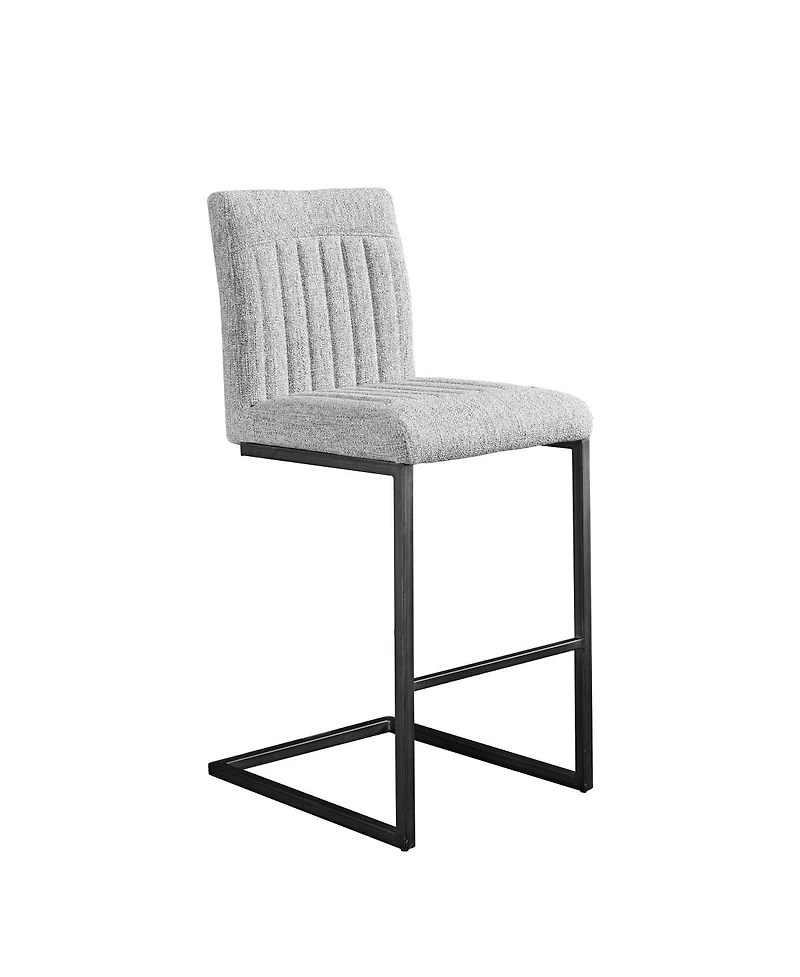 Streamdale Furniture Bar Stool – Light Gray Fabric Chair with Black Metal Frame (2 Sets)