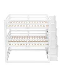 Streamdale Furniture Full Size Triple Bunk Bed with Storage Staircase, Separate Design