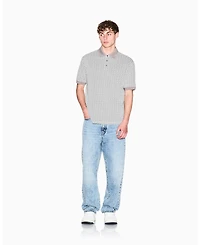 A|X Armani Exchange Men's Short Sleeve Pique Allover Logo Print Polo Shirt