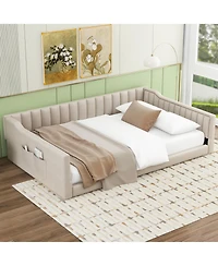 Streamdale Furniture Full Xl Upholstery Daybed and Side Storage Pocket