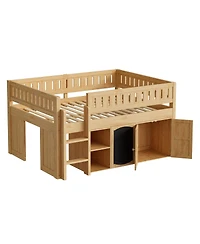 Streamdale Furniture Loft Bed with Storage Cabinet and Chalkboard Panel