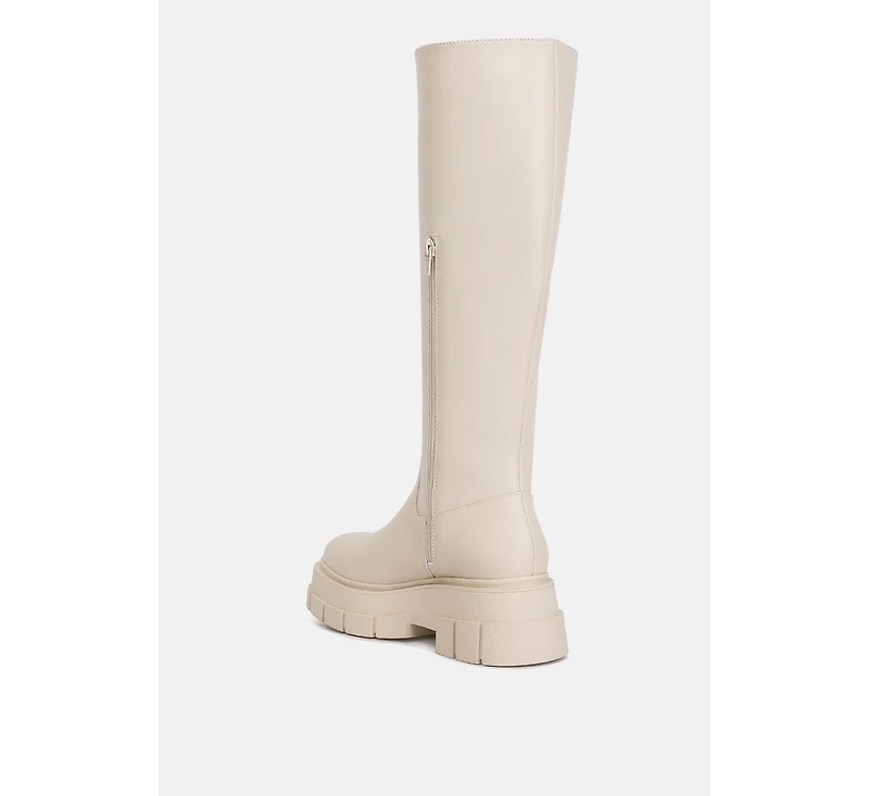 blume faux leather chunky platform knee length boots