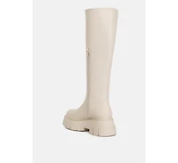 blume faux leather chunky platform knee length boots