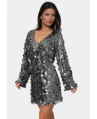 Bebe Women's Beaded Dolman Sleeve Mini Dress